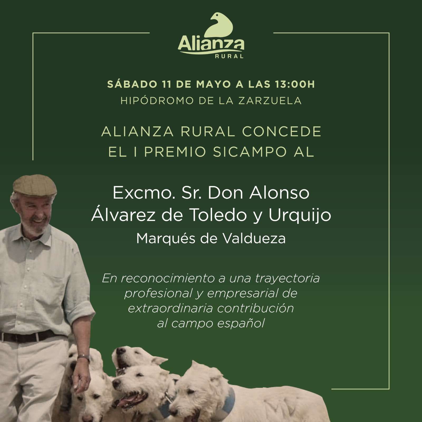 Alonso Álvarez de Toledo recibirá el primer Premio SICampo por su dedicación y compromiso con el campo español