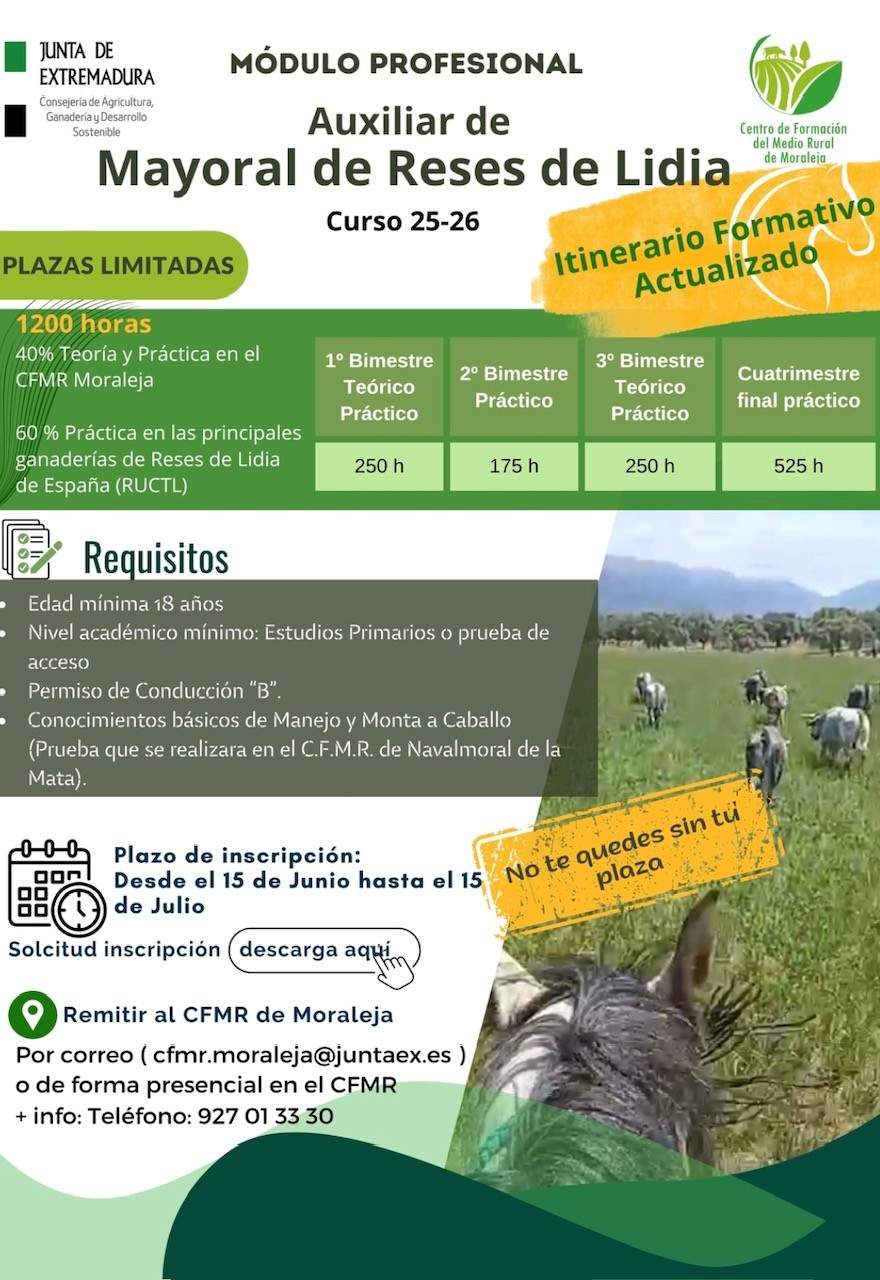 La RUCTL y la Junta de Extremadura lanzan la segunda edición del módulo profesional de Auxiliar de Mayoral